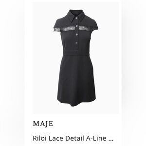 Maje Riloi Lace-Detail A-Line Mini Dress - NWT